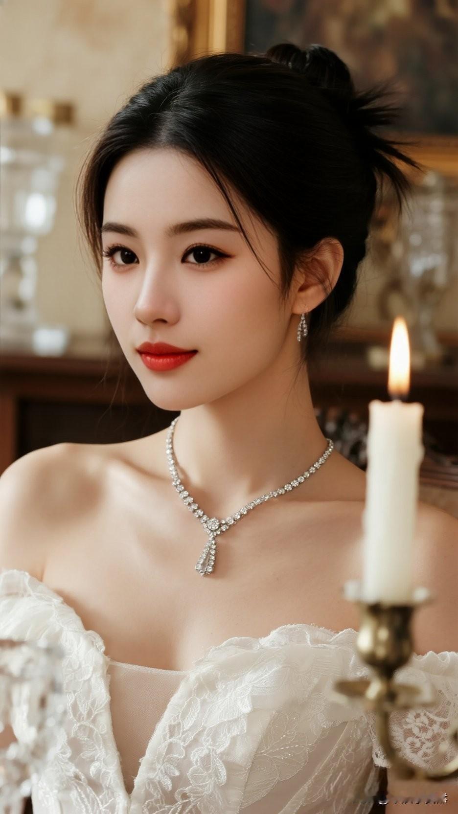 烛影摇红，美人如画。尽显优雅风情。古典美人韵