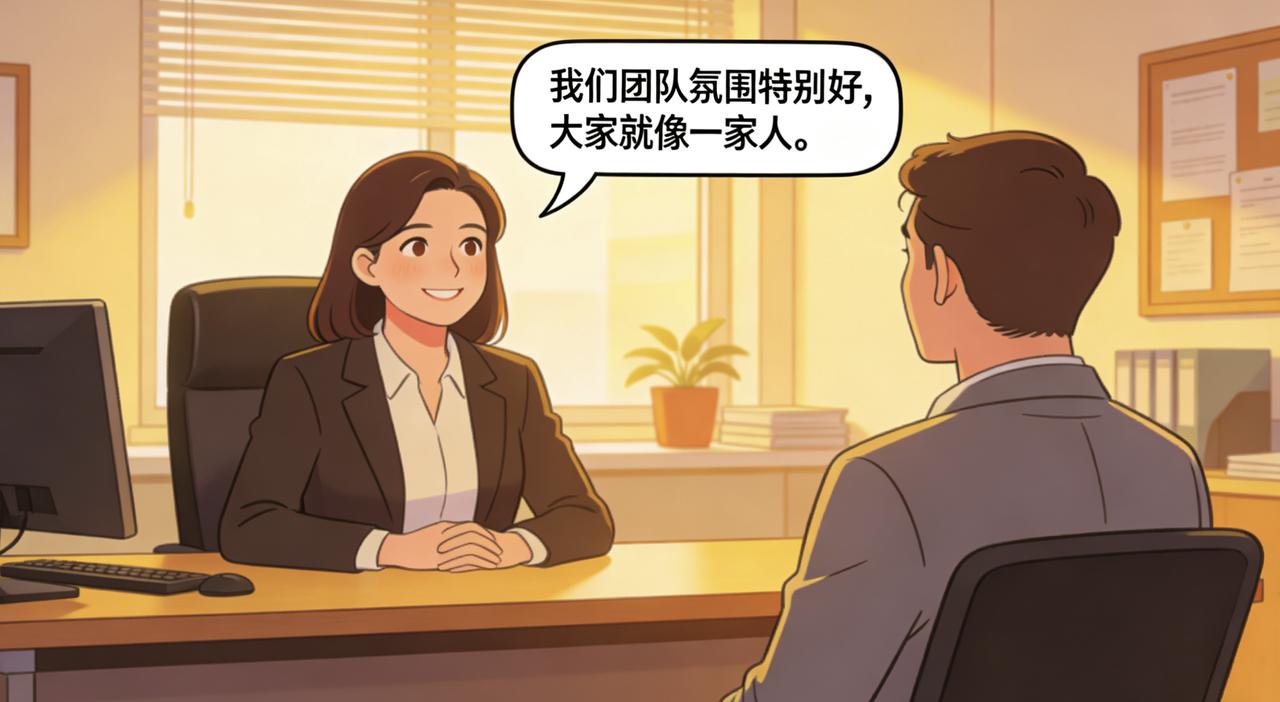 面试时HR跟他说：“我们团队氛围特别好，大家就像一家人。”入职后他发现这句话是