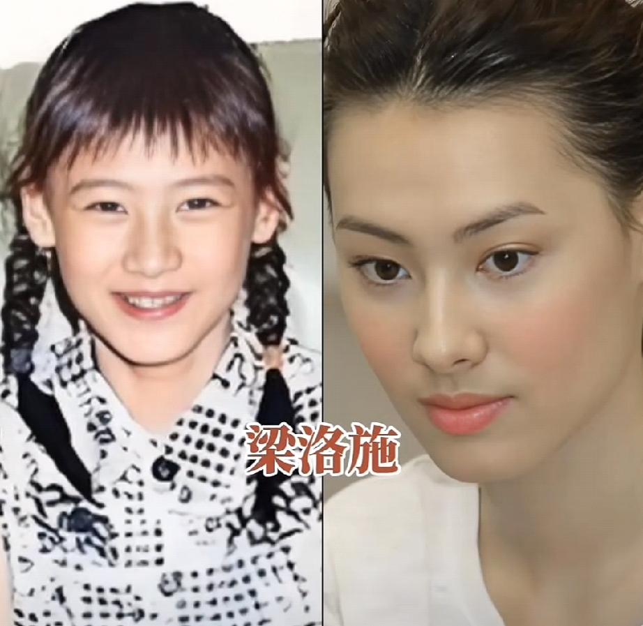 翻看女星儿时旧照，颜值基因藏不住梁洛施清冷骨相从小出众，自带疏离美感孙燕姿干