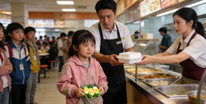 10岁女孩吃完自助餐，衣兜撑满，店员怀疑偷拿！翻开衣兜后，在场所有人哭了……