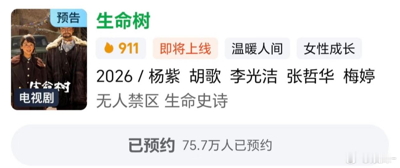 生命树定档的前，预约量能冲到100w吗？