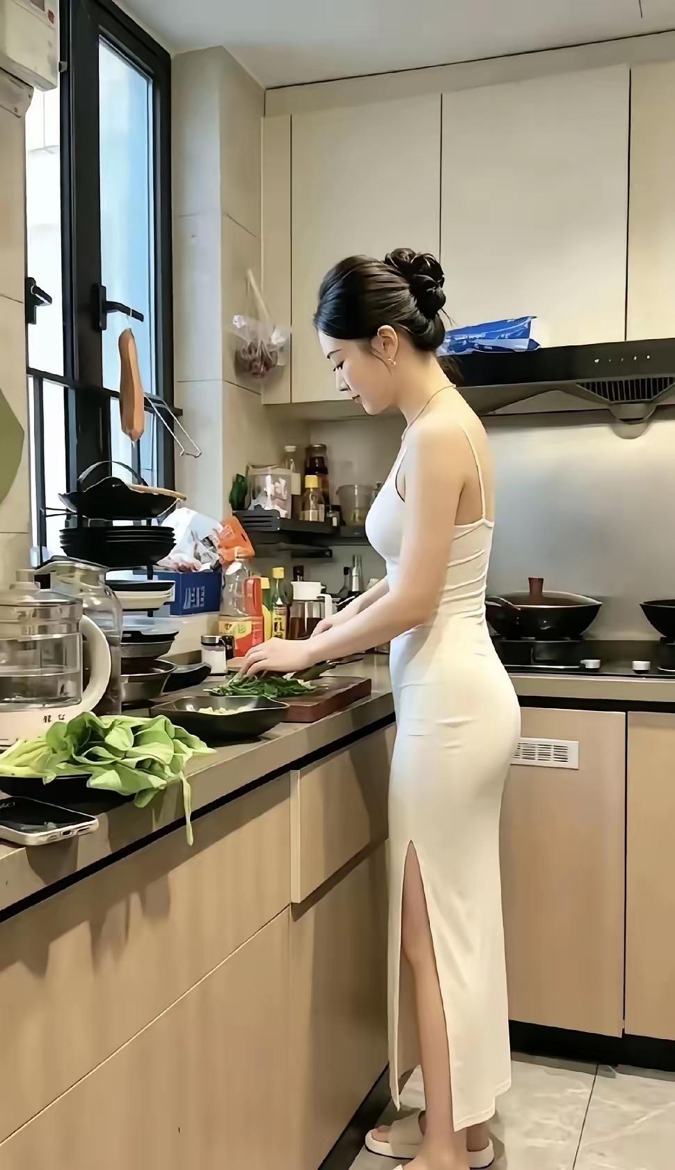 有这样的女人在厨房，我不吃饭也饱了！！！！！！[捂脸哭]