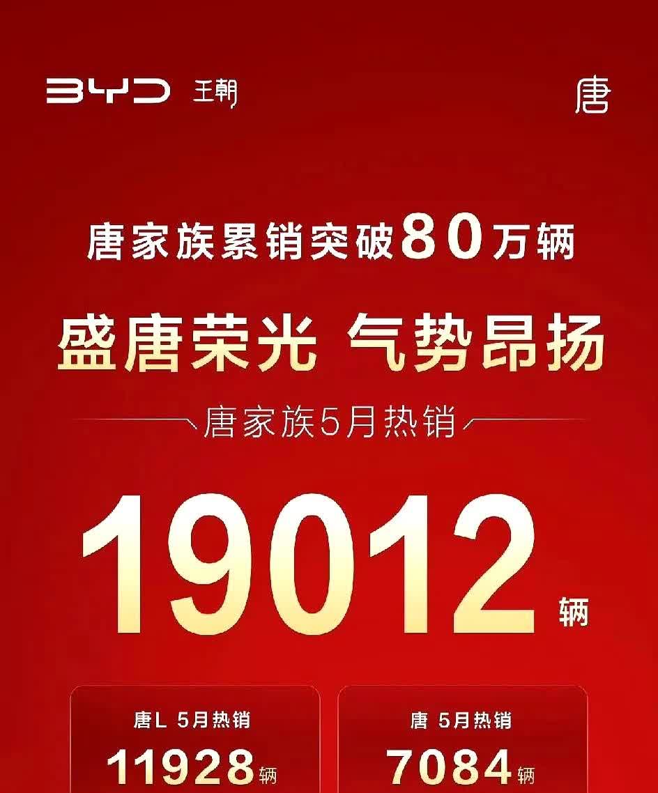 比亚迪唐系列5月份销售19,012辆！这销量数据一出来，身边好几个朋友都