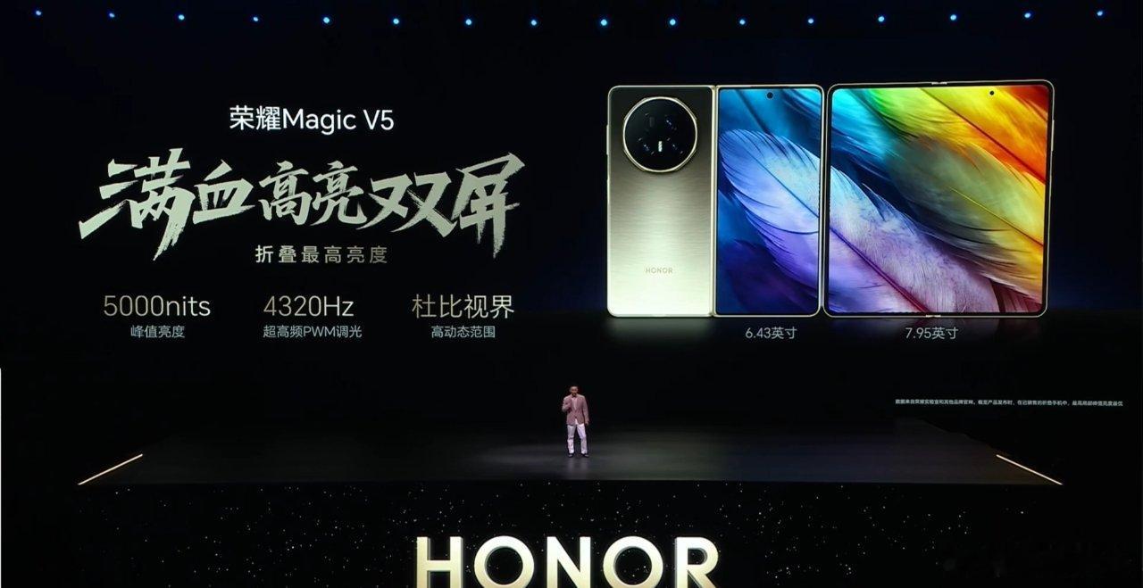 荣耀MagicV5支持谷歌全家桶、北斗卫星通信、5000nit局部峰值亮度、外