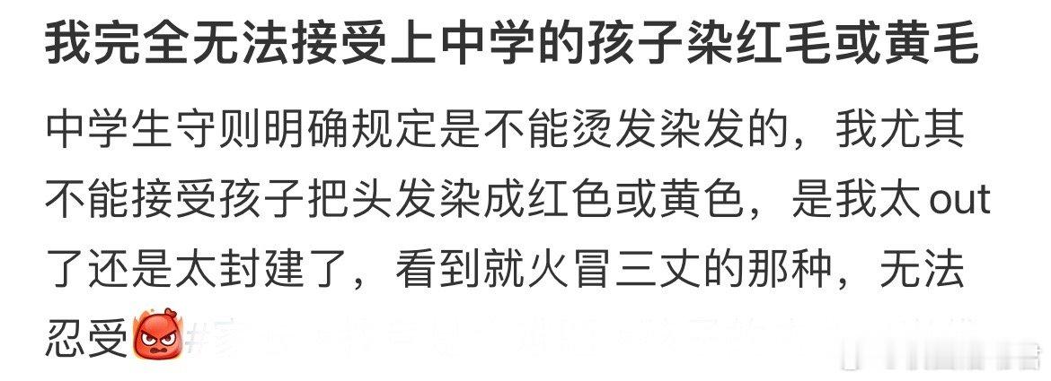 我完全无法接受上中学的孩子染红毛或黄毛