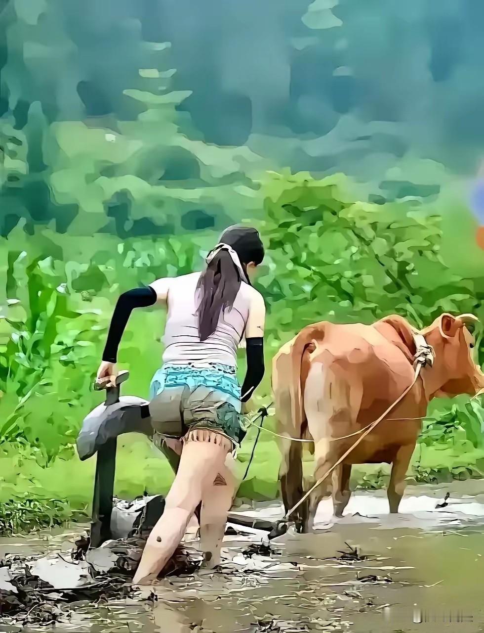秋天是农耕收获的时节。这个妇女犁地还是一个好手，现在的农村这样的女人还有多少。