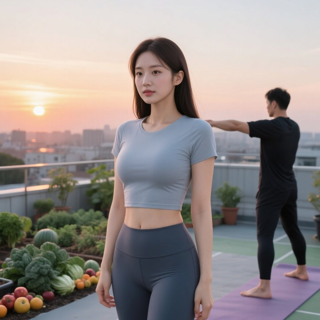 娇柔佳人练普拉提，肉感曲线最着迷