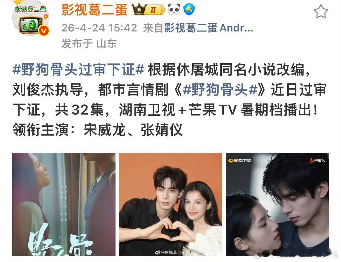 张凌赫、宋威龙也是冤家路窄了，一番剧《这一秒过火》《野狗骨头》都过审下证了。网