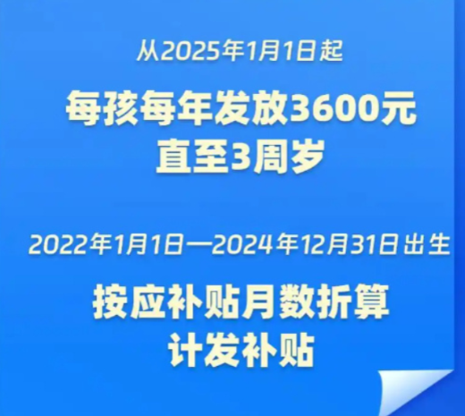 每年3600元只要是2022年1月1号后出生的孩子都能申领，不明白为什么