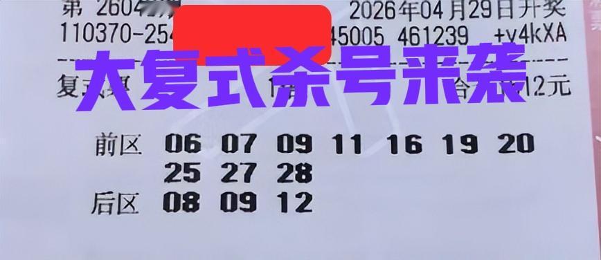 大复式杀号来袭，大家快来杀号吧！这张大复式看上去中规中矩，但一般情况下，基本上都