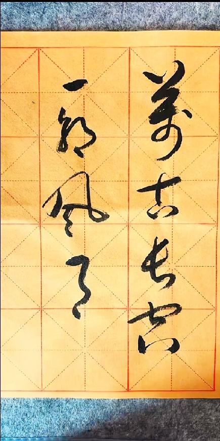 这红格子里的书法，直接给我整懵圈了！黄底米字格上的字迹看着隽秀飘逸，笔法特别