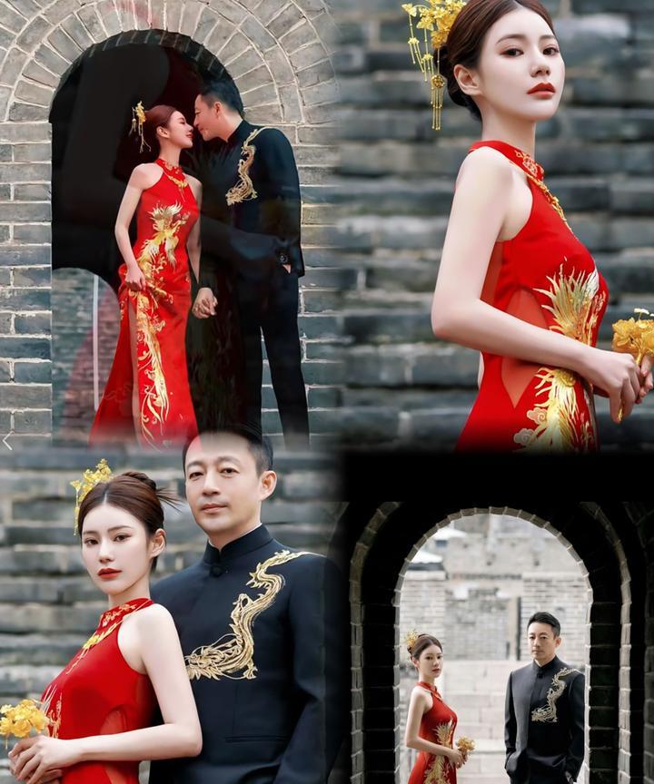 这婚纱照一出蹭流量设计师的脸纯中式礼服，旗袍配马褂又帅又美。台媒瞎扯婚纱有9