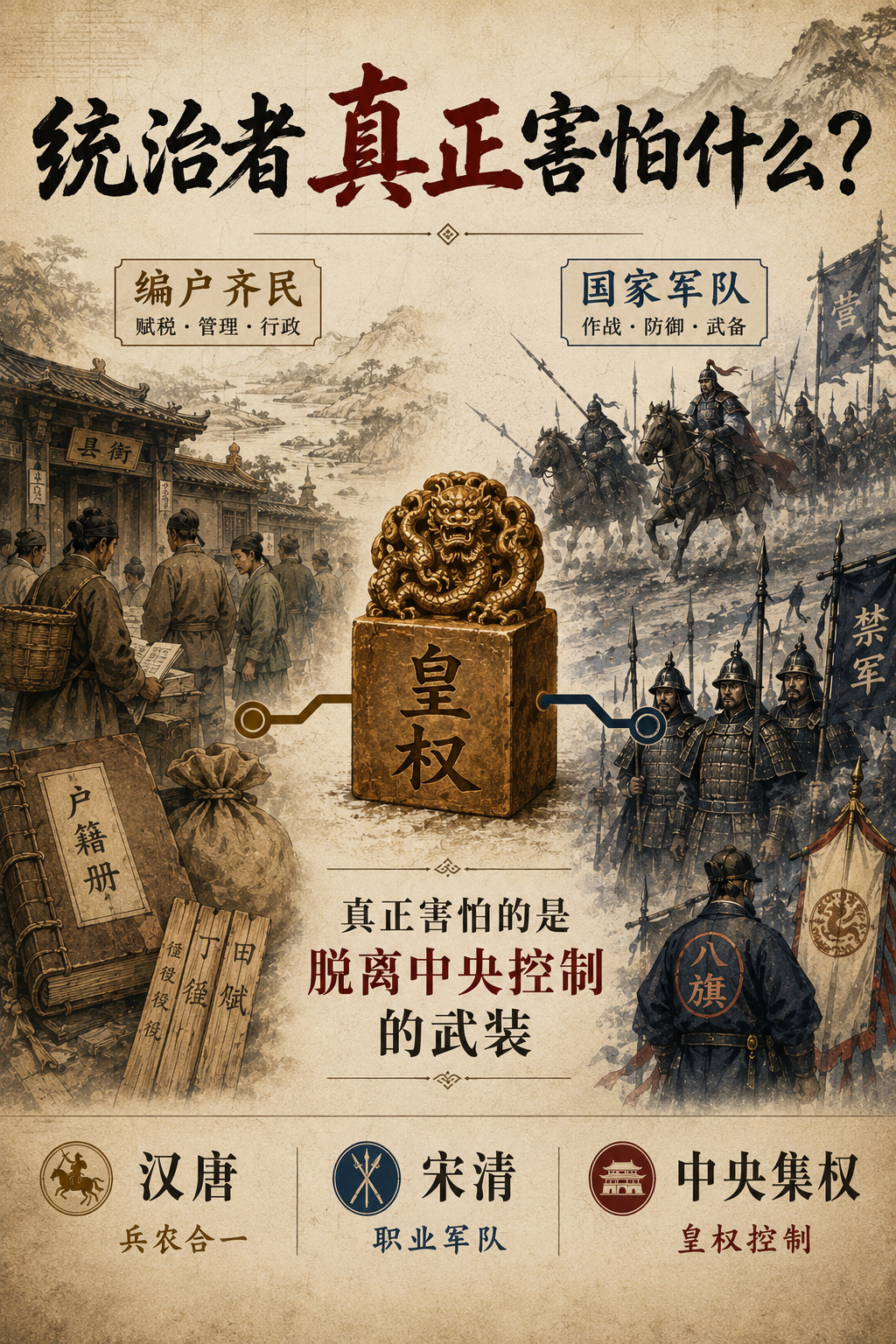 有人说，大一统官僚国家编户齐民，最被统治者恐惧的就是战斗力，战斗力意味着桀骜不驯