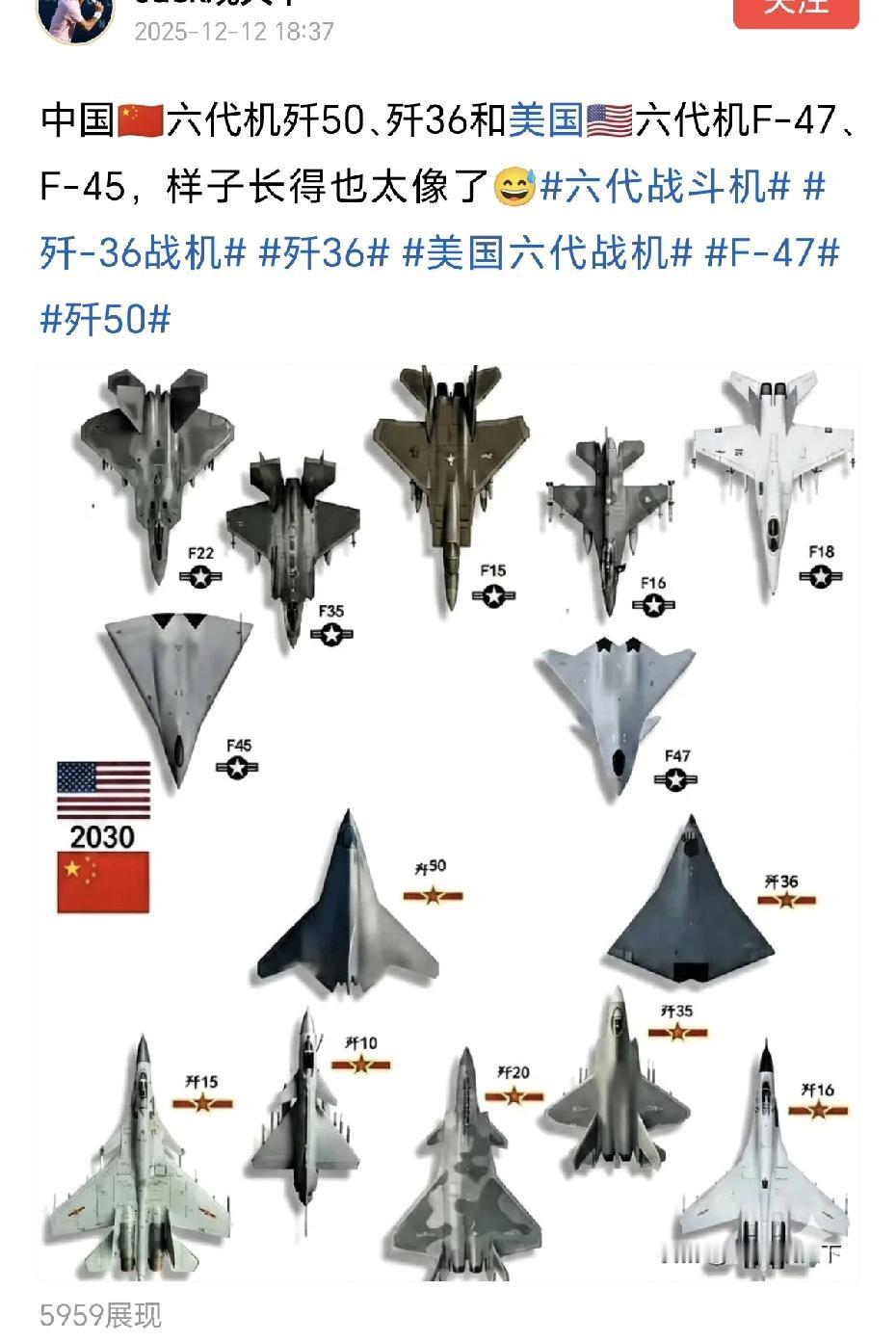 我们的歼36、歼50都已经试飞了，美国的F45、F47还在PPT上。你跟我说歼3