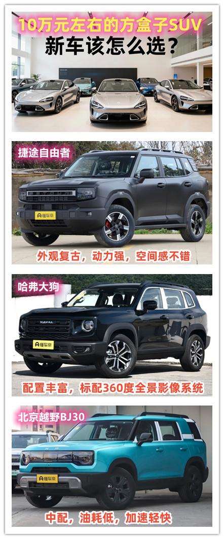 现在很多方盒子的SUV价格是越来越实惠了，10万元就能买到。今天跟大家分享三款类