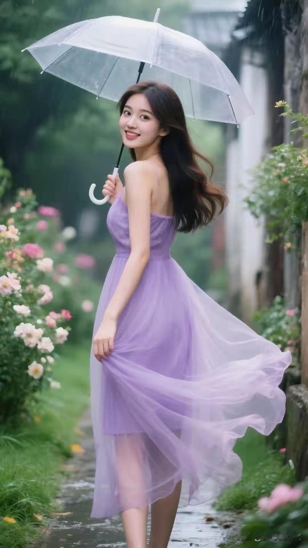 雨中漫步，撑伞漫步在花海中，浪漫又唯美！🌸🌧️怎么样让自己保持快乐的心情有