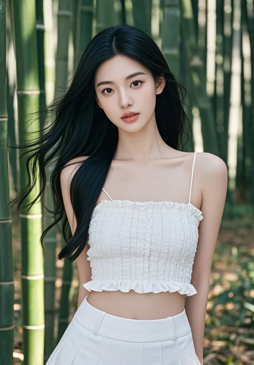 她不语，却与整片竹林达成了一种静默的契约。