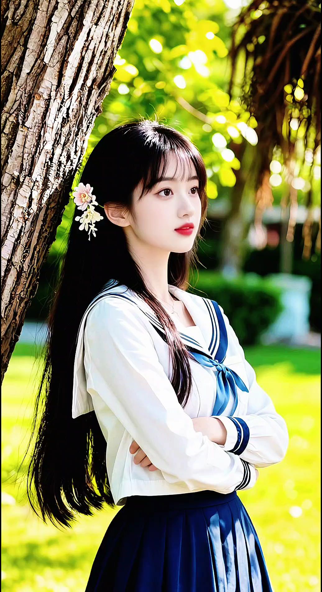 清纯甜美学生时代校园生活甜美女孩学姐<!--{img...