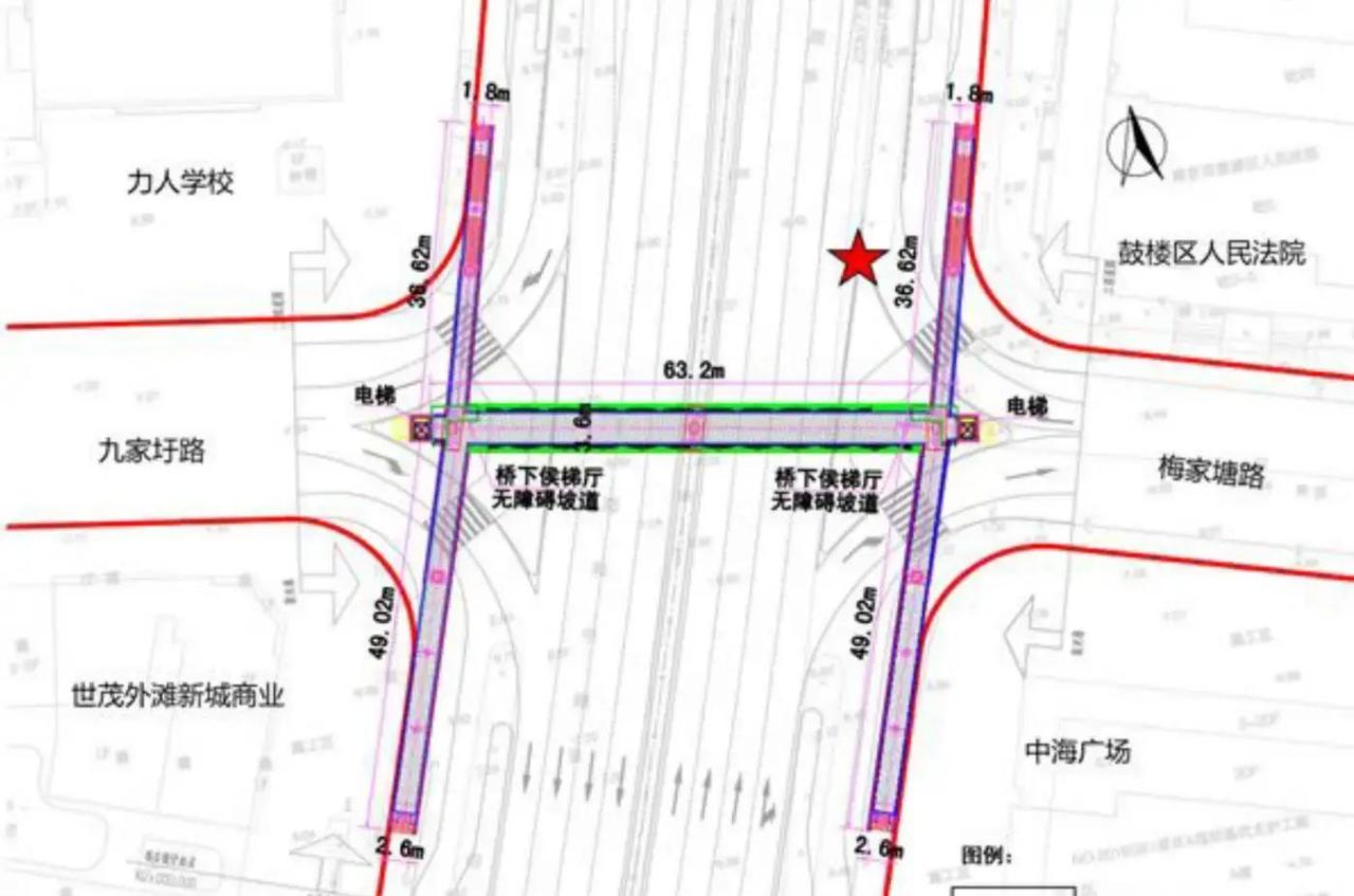 南京鼓楼区郑和中路和九家圩路交叉口这个路口，马上要多一座人行天桥了！最近南京规划