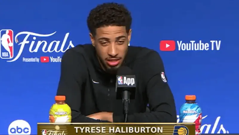 NBA总决赛G6，全场比赛，哈利伯顿出战23分钟，12中5得到14分1板5助攻2