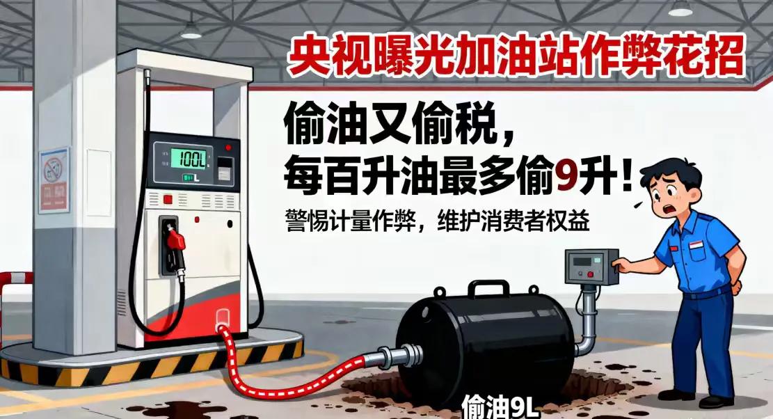 央视曝光加油站作弊花招：偷油又偷税，每百升油最多偷9升！一块看似普通的加油