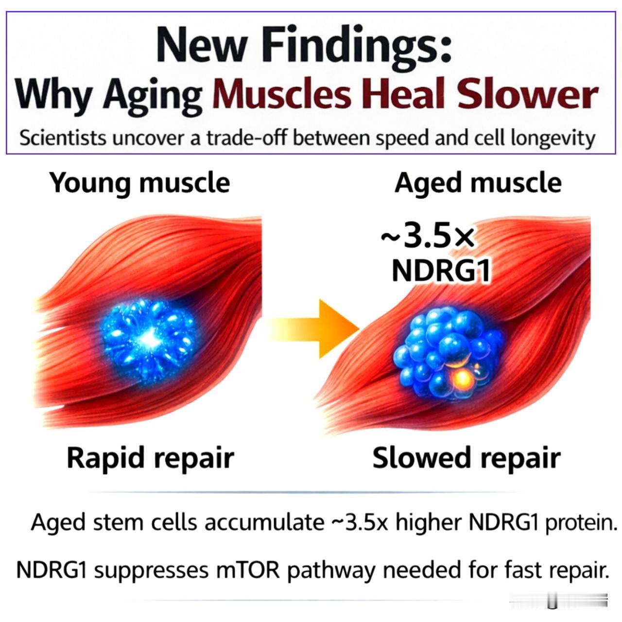 有趣的细胞衰老洞察科学家们刚刚揭示了衰老肌肉愈合速度变慢的原因，这可能是
