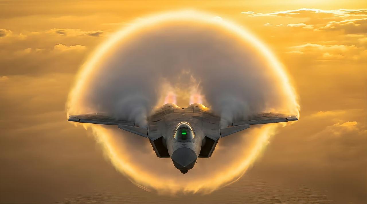 歼20这组效果图太帅了，音爆的瞬间披上黄金甲！