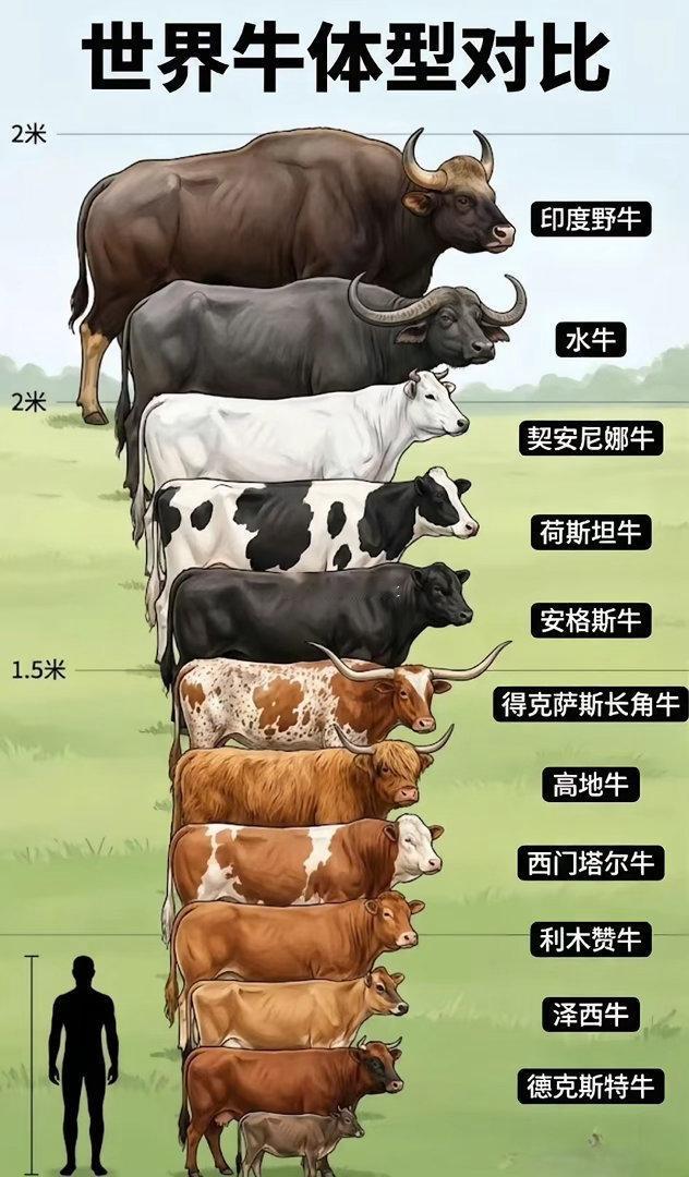 世界牛体型对比[滑稽笑]​