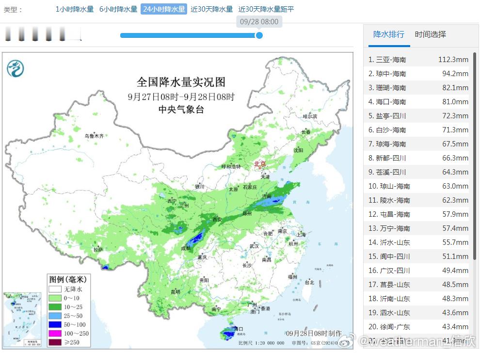 【强降雨增多】昨天到今晨，副高南北两侧的降水均发展增多，尤其是昨夜-今晨，雨势明