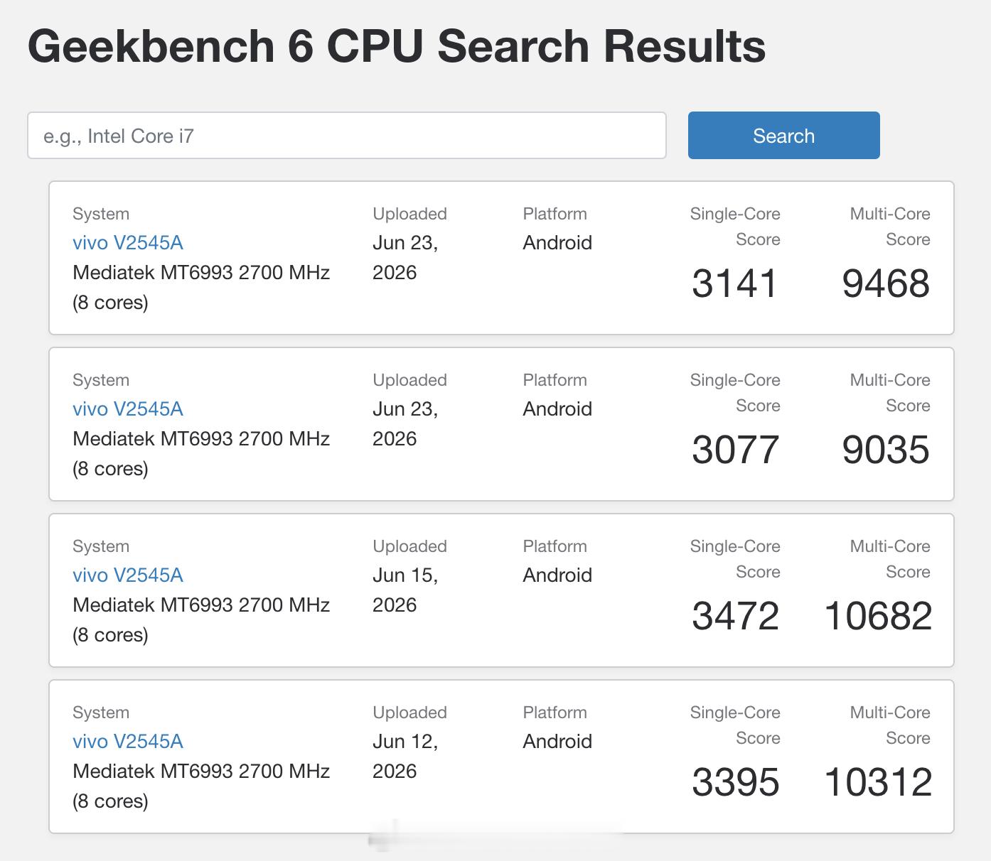 iQOO新机V2545A登上Geekbench6官网，预计为iQO