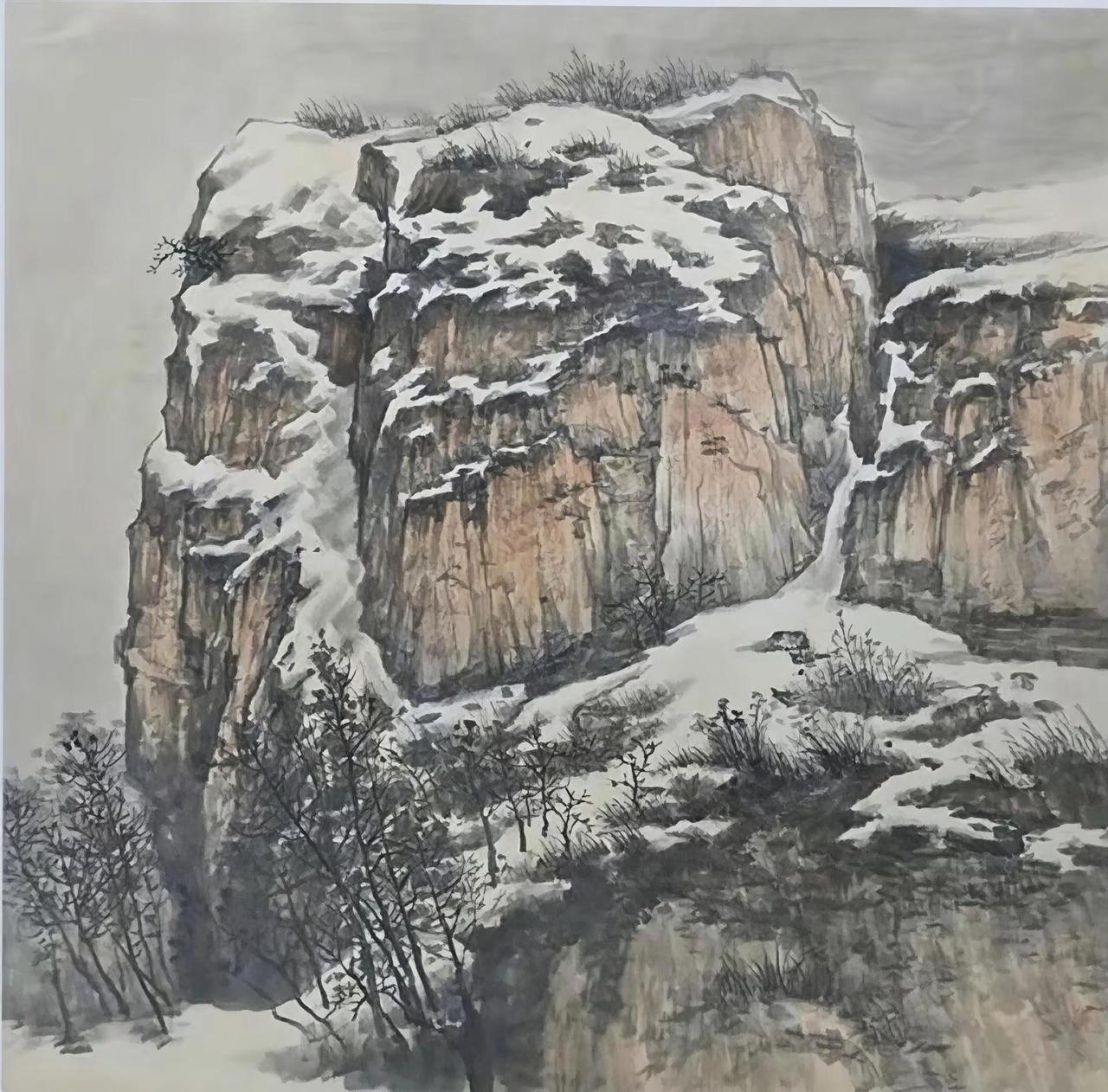 山河瑞雪。国画山水国画专业国画雪景山水画的意境美创作者中心
