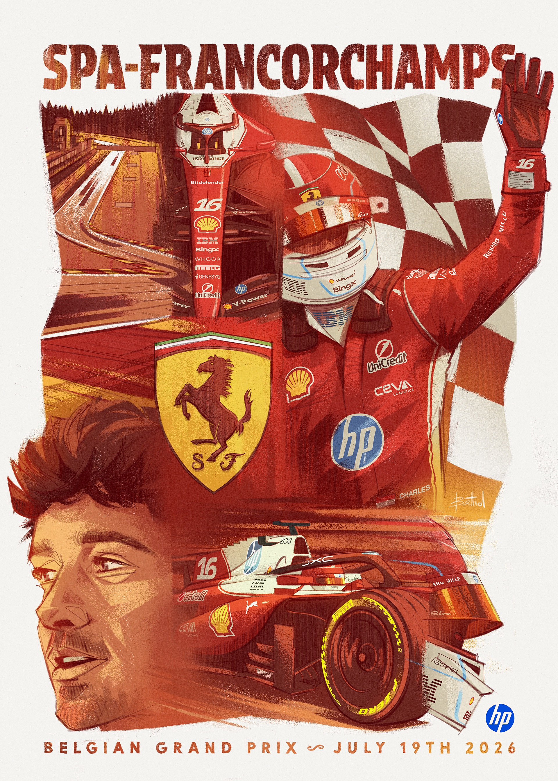 比利时大奖赛法拉利车队海报F12026F1比利时大奖赛