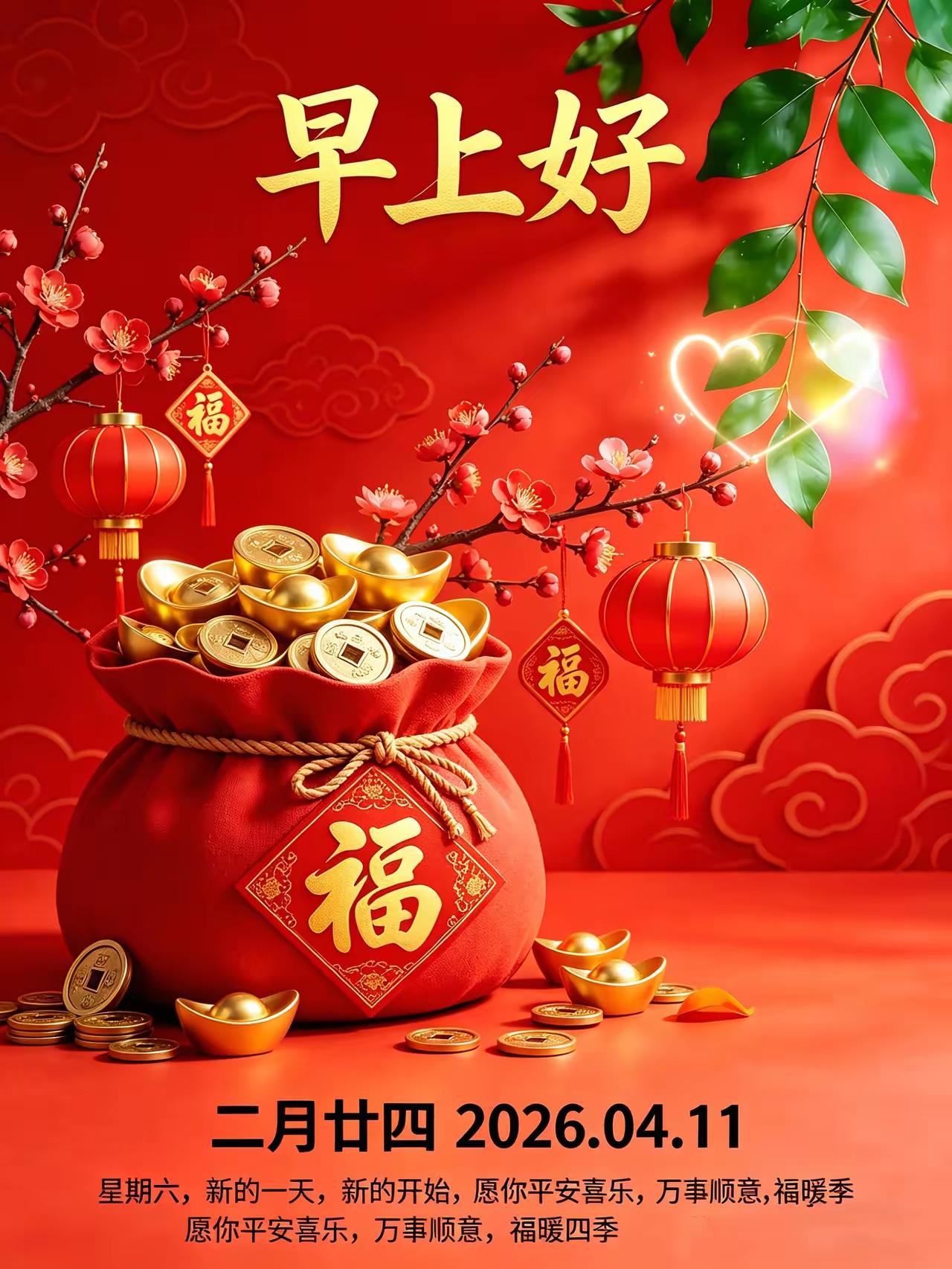 4月11日与幸福相约，与美好相伴。愿我们：平安喜乐、幸福安康、顺遂好运！[玫瑰]