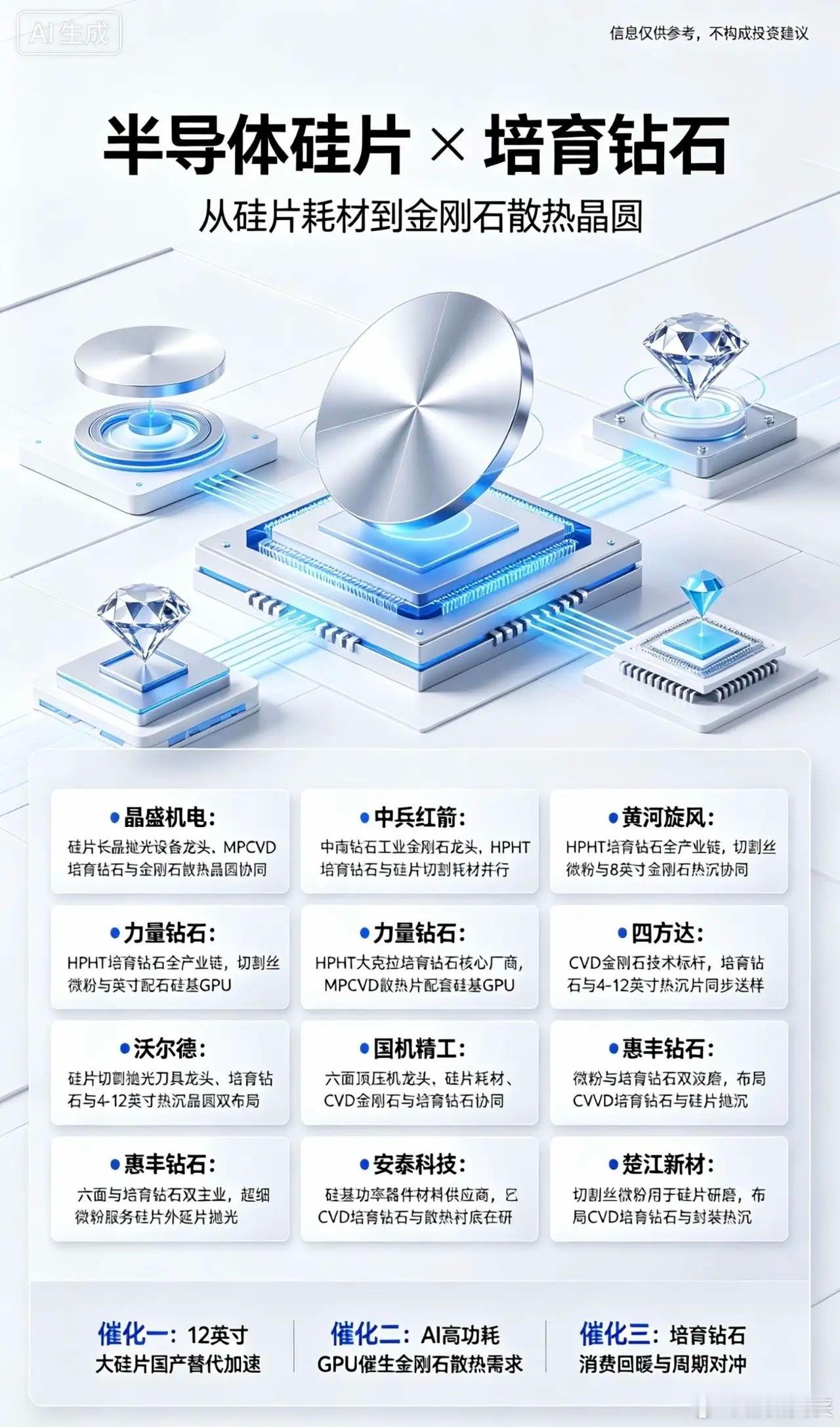 半导体硅片+培育钻石10家核心公司信息仅供参考，不构成投资建议1.晶盛机电半