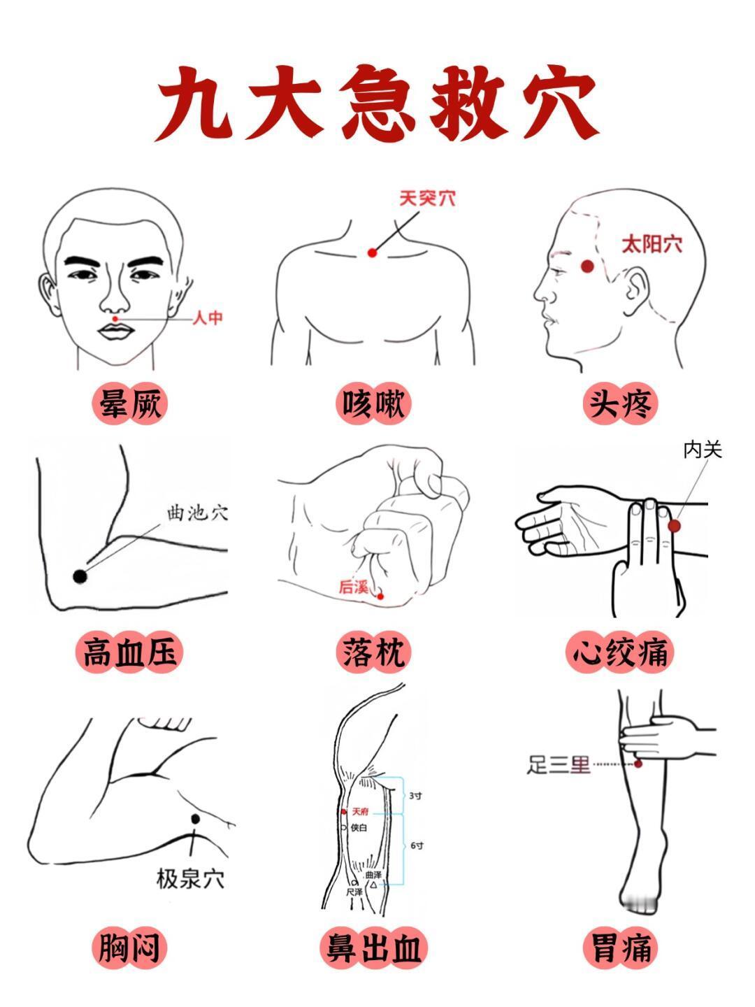 九个实用的急救穴✅快码住