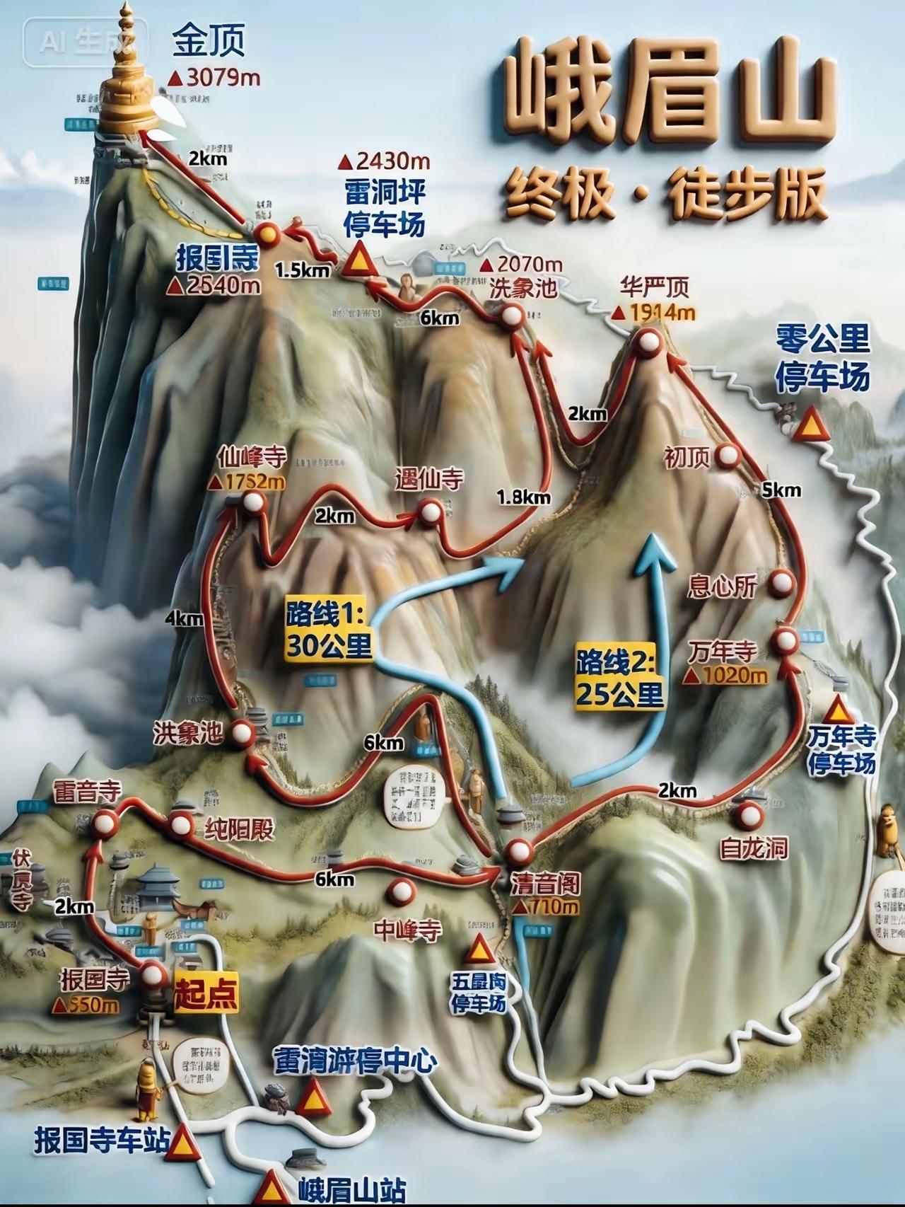 峨眉山：两条封神徒步线，[大笑]选对直接省半条命！想征服峨眉山？别瞎冲！这两