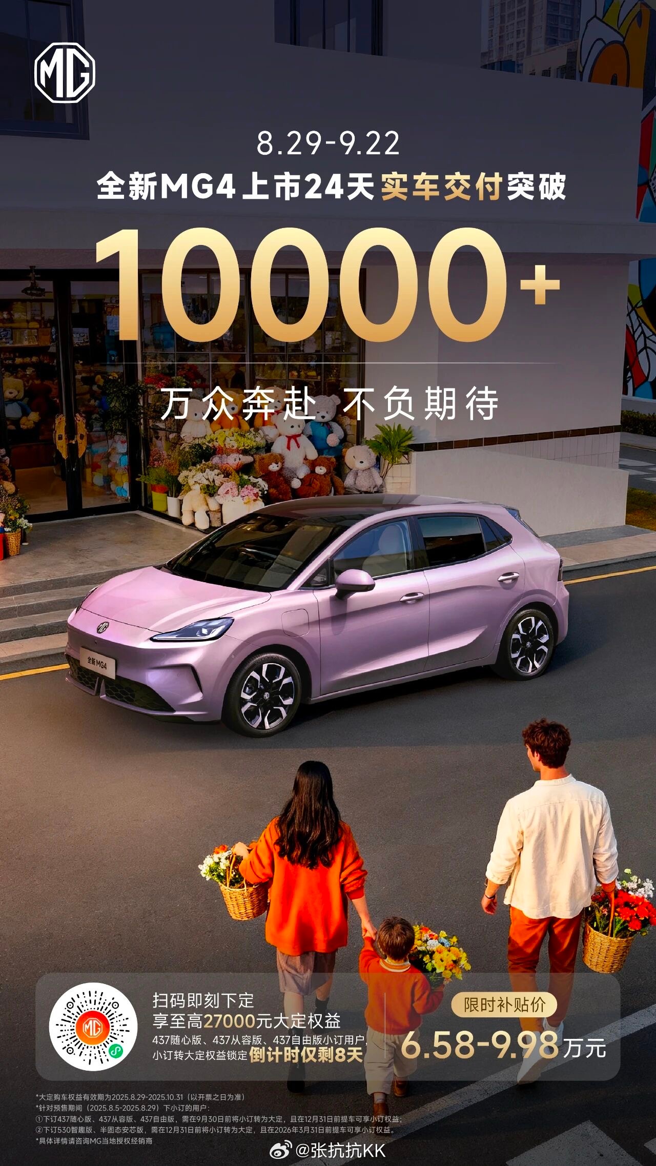 订单数量公布后的大考点，就是看交付数对不对得上！MG424天交付10000辆