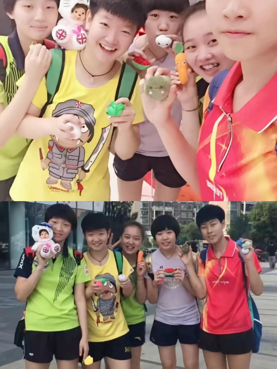早期的孙颖莎，真的就是超级的可爱，都爱吃冰淇淋，一群小姐妹开心无忧！相片中的这