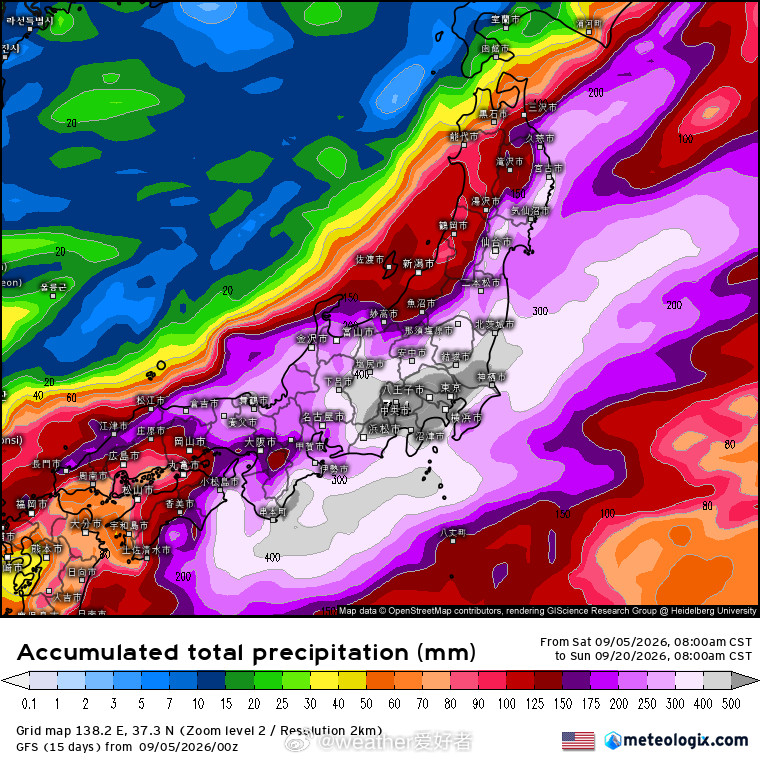 暴雨【日本将迎来频繁强降雨】我国的强降雨已结束，未来一段时间内，也暂时没有大范围