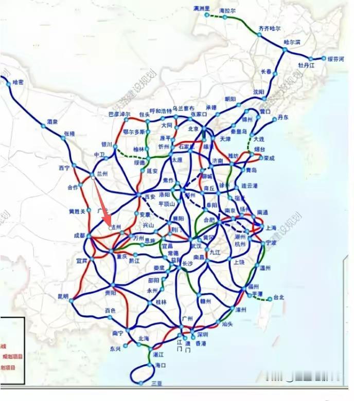 兰州到重庆明明走广元南充到重庆是最顺直的路线，也有一条兰渝铁路在串联两地互通，而