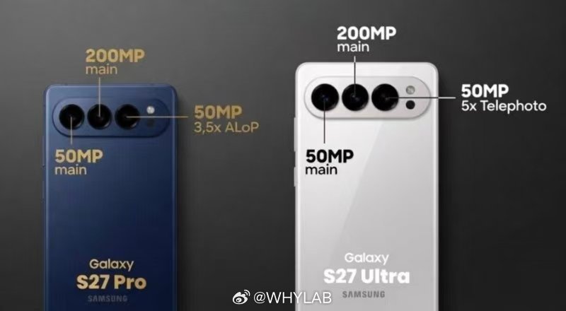 三星GalaxyS27Pro预计采用Ultra同款的超广角和主摄，仅