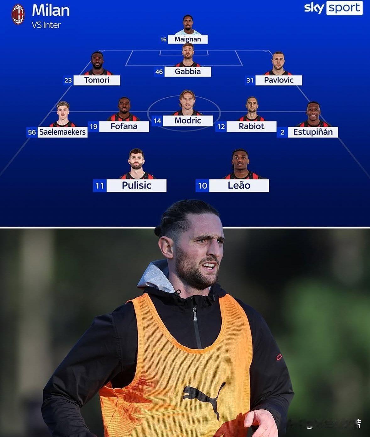 米兰德比之战首发阵容预测，天空体育与米兰跟队记者莫雷托做出了相同的判断，首发阵容