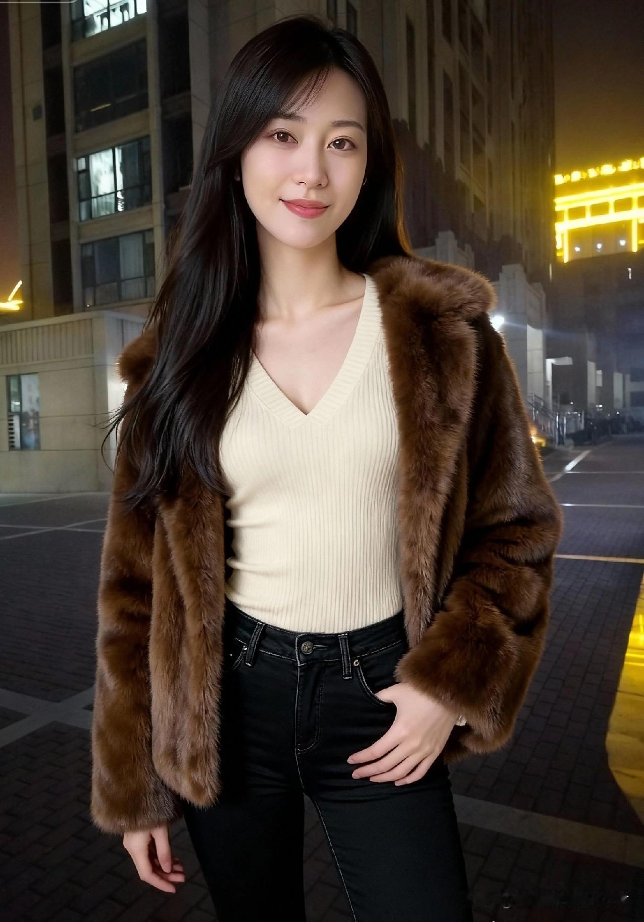 高挑美女给人一种文静、稳重的感觉。