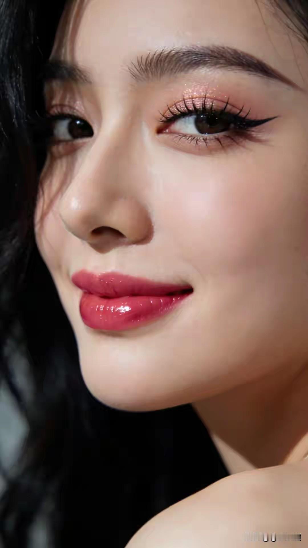 笑靥如花绽芳华，眼眸藏星映流霞。眉清目秀，美若冠玉红唇特写，一眼封神骨相