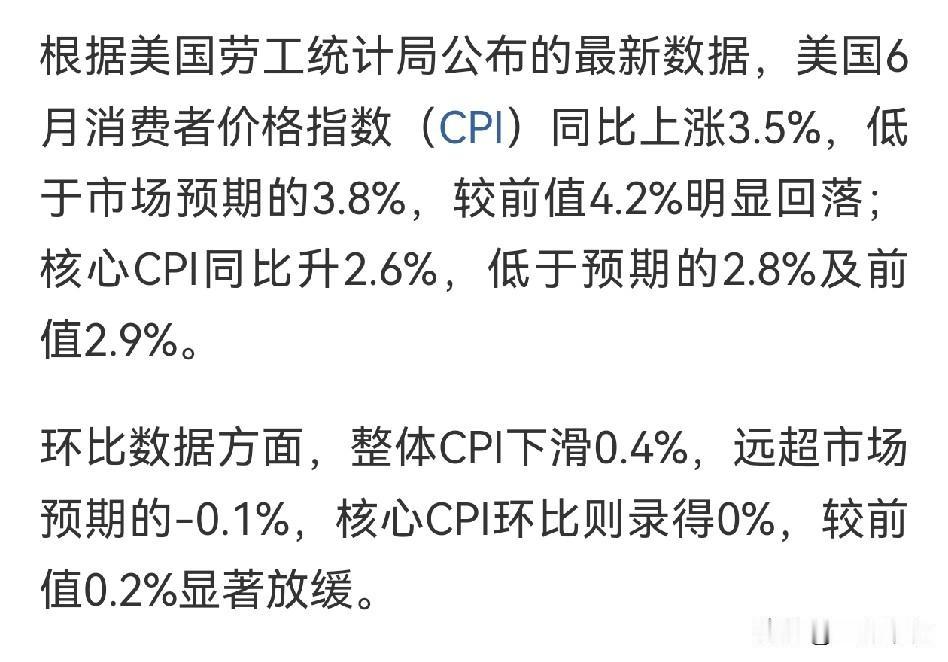 和我预想的一样，6-7-8月份，美国的cpi数据会持续降温，为9月份降息做铺垫