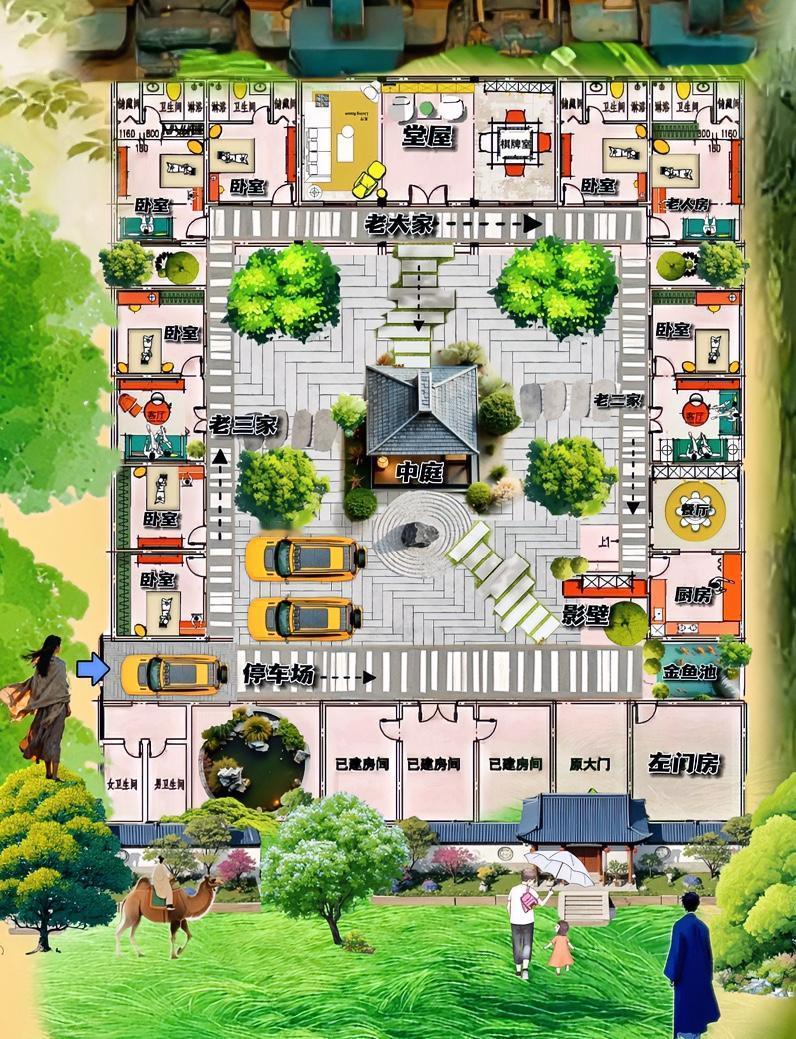 自建房骨相太正派了，最高的境界，一进院叫做大道至简，放在古代930㎡是四合院，现