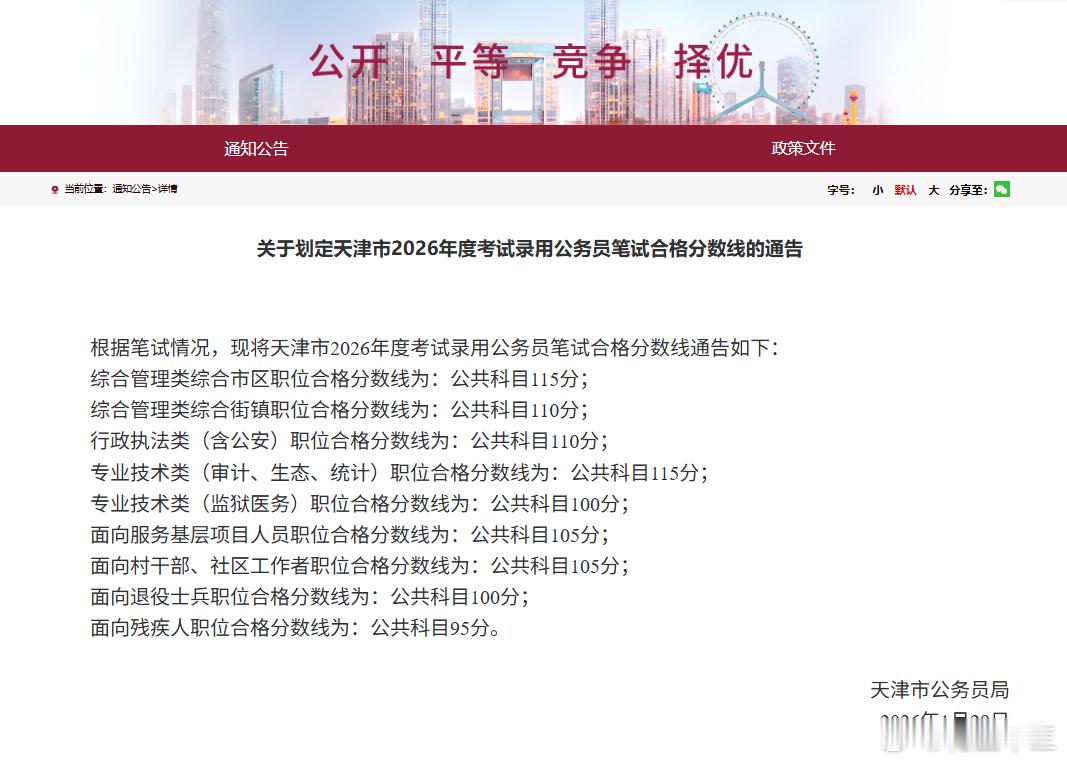 26天津市考笔试成绩可以查询啦！祝同学们高分吃面！天津市考省考