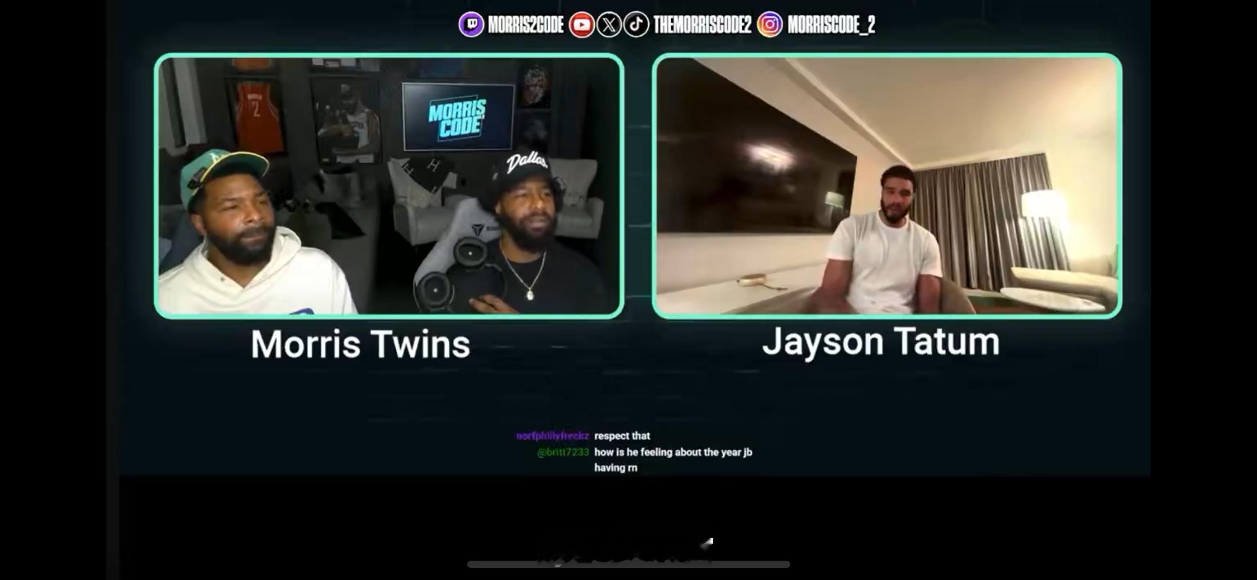 塔图姆上莫里斯兄弟的播客，说了两个有意思的目标：对于杰伦·布朗拿走FMVP，真的