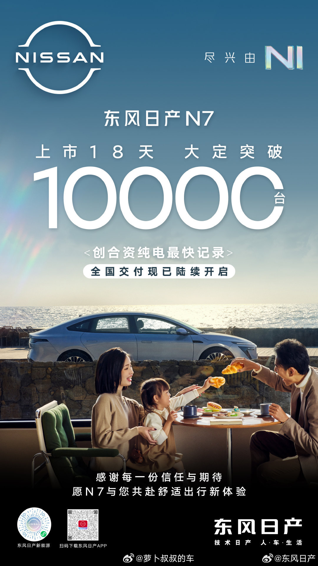 日产N7大定破万开启交付虽然是小事，但东风日产这个文案是有错别字吗？我印象中应