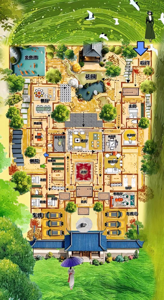 听你说，天选大宅，加鱼池，加花房，878㎡真的会，让你变成一个好幸福的人。运气是